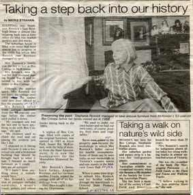 Stefanie Rennick remembers Box Cottage- Article from Moorabbin Standard 17 Sept 1996 (1 of 2)