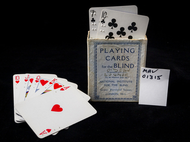 Domestic object - Education, Braille playing cards, 20thC