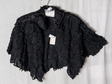 Clothing, Lady's black evening shoulder cape, c1910