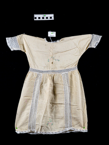 Clothing, Child's cream silk dress, c1937