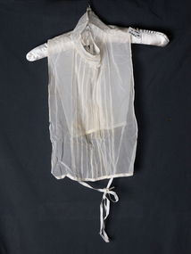 Clothing, Lady's white voile shirt fronts with high collars and ribbon ties  x 2 c1900, c1900