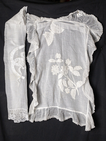 Haberdashery, pillow shams white voile,lace,needlework x 2 c1900, c1900