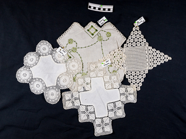 Haberdashery, linen doilies x 4   cruciform c1900, c1900