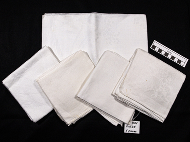 Haberdashery, Serviettes x 5  white damask, c1900