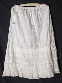 Clothing, lady's white cotton, 1/2 petticoat, c1910