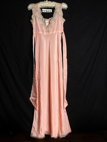 Clothing - Nightdress, pink silk, lace top