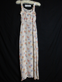 Clothing - Lady's nightdress crepe de chine, floral c1950, c1950