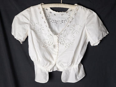 Clothing - Lady's blouse,fitted, cutwork c1950, c1950