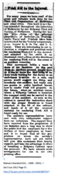 Newspaper article Malvern Standard Saturday 3 June 1911.