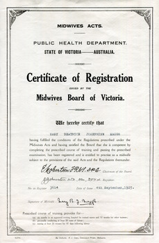 Certificate of Registration - Midwives Board