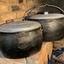5 gallon oval boiling pot (back) and 3 gallon oval cooking pot.