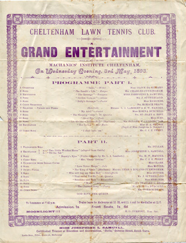 Cheltenham Tennis Club - Grand Entertainment - Programme