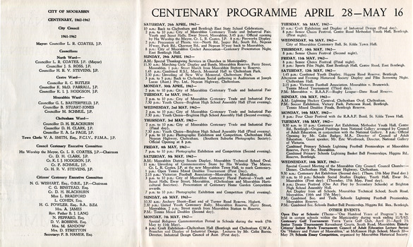 Programme April 28 - May 16, 1962 - inside of pamphlet