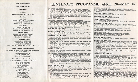 Programme April 28 - May 16, 1962 - inside of pamphlet