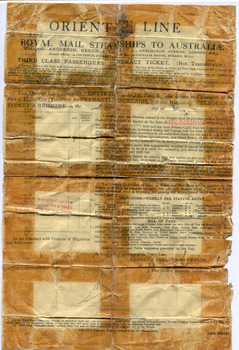 Steerage Ticket - RMS Orvieto for John Herron