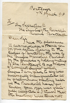 Letter requesting the use of the Burgess Memorial Pavilion