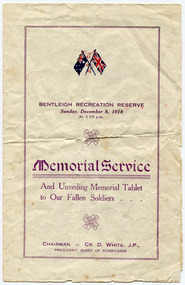 Front Cover of Programme
