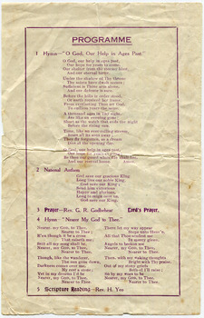 Inside left page of Programme