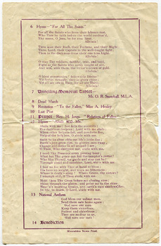 Inside right page of Programme