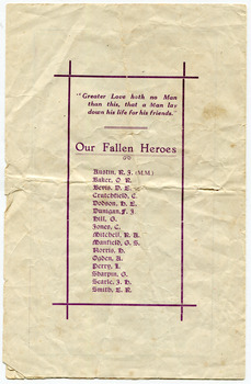 Back cover of Programme