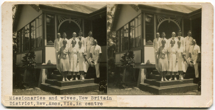 42	Missionaries and wives, New Britain District Re. Amos, Vic. in centre
