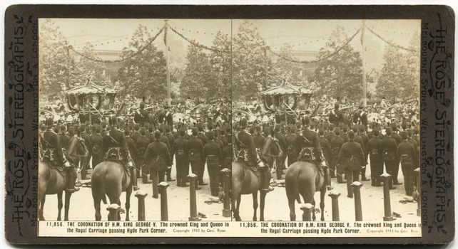 9	11,855	The Coronation of H.M. King George V. The King and Queen drawn by eight cream horses passing through South London.
