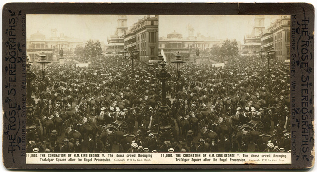 16	11,900	The Coronation of H.M. King George V. The dense crowd thronging Trafalgar Square after the Royal Procession.