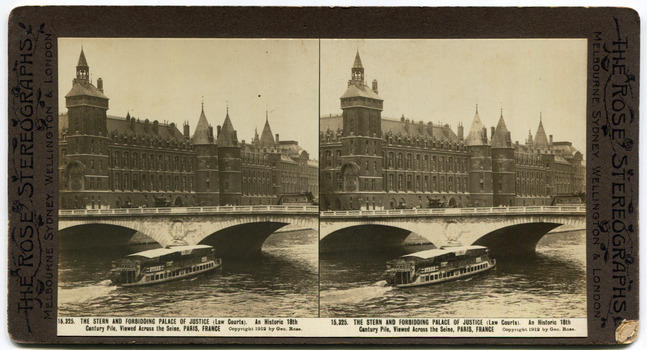 15,325	The stern and forbidding Palace of Justice (Law Courts). An historic 18th century pile viewed across the river Seine. Paris, France