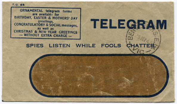 Front of Telegram Envelope