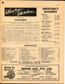 Where to go .. Who to know .. in City of Moorabbin - CONTENTS