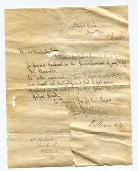 Letter dated 7 August 1919 from D. D. Alexander.