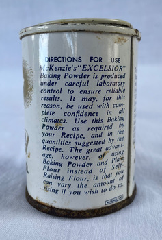 McKenzie's Excelsior Baking Powder - Direction for Use.