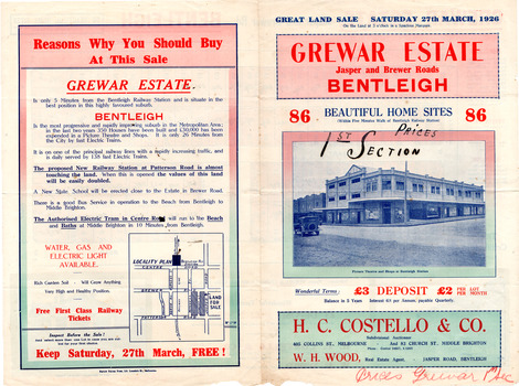 Grewar Estate, Bentleigh 1st Section - side 1