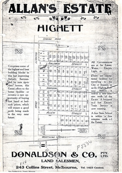 Allan's Estate, Highett land sales