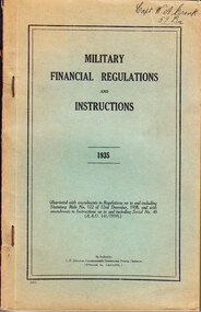 Book, L.F. Johnston Commonwealth Government Printer, Military Financial Regulations and Instructions, Early 20th Century