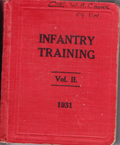 Book, H.J. Green, Govt Printer, Melbourne, Infantry Training Vol.11 1931, Early 20th Century