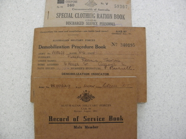 Service Records VX 110629 Sig F T Purcell, Mid 20th Century