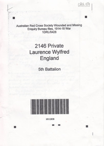 Documents - 2146 Pte L W England, Relating to the Plaque, there are no makers mark, Early 20 Century