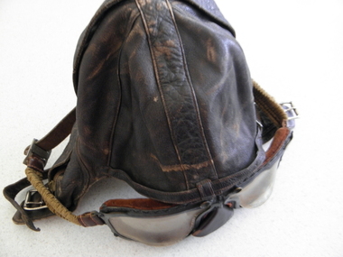 Leather Helmet & Goggles, Early 20th Century