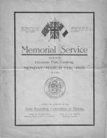 Memorial Service Program, March 1918