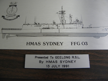 Plaque - HMAS Sydney FFG 03, July 1991
