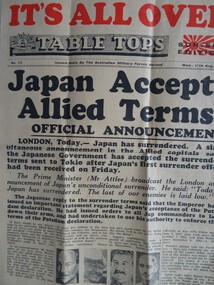 Newspaper, Table Tops Sunset Edition No 73 Wed 15 Aug 1945, 15 Aug 1945