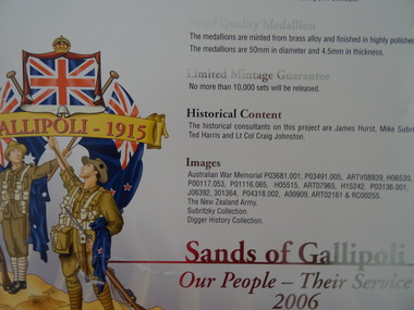 Medallions, Sands of Gallipoli, Our People - Their Service 2006, 2006