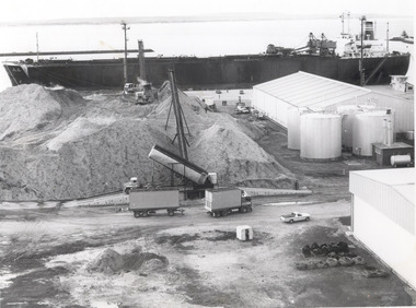 Photograph, Woodchips loaded at the Port of Portland, n.d