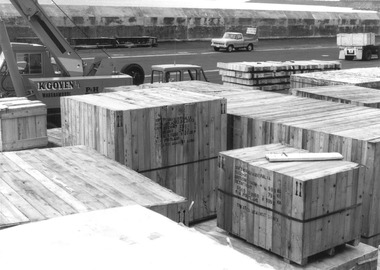 Photograph - Photograph - view of wooden crates prepared for shipping, n.d