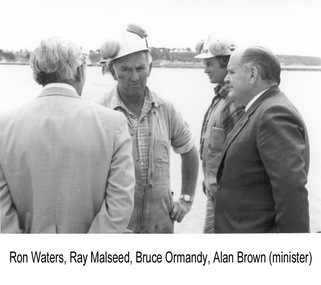 Photograph - Photograph - Ray Malseed and Bruce Ormandy with Ron Waters and Alan Brown (Minister), n.d
