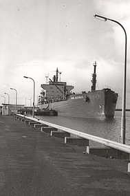 Photograph - Photograph - "Mobil Australis" berthed to pick up petroleum, n.d