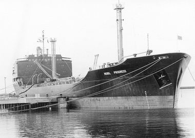 Photograph - Photograph -"Mobil Progress" berthed to pick up petroleum, n.d