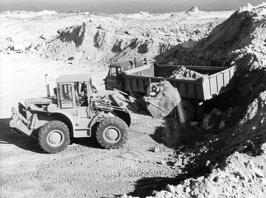 Photograph - Photograph - earth moving equipment in quarry, c. 1963