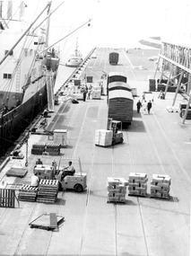 Photograph - Photograph - frozen goods loaded onto ship, n.d